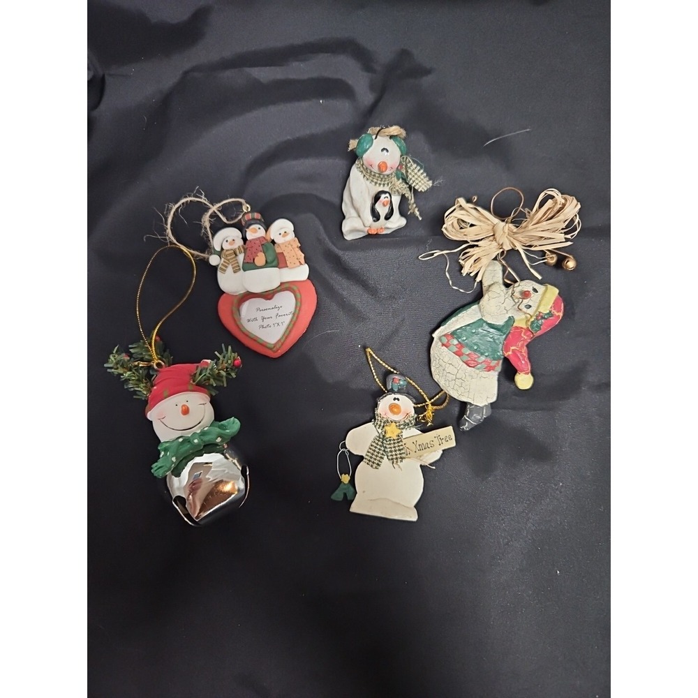 Lot Of 5 Snowman Christmas Tree Ornaments
